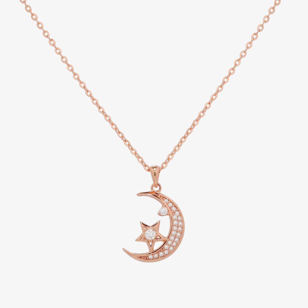 Cubic moon star necklace-2