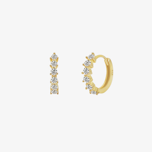 Cubic bunch huggie earrings-0