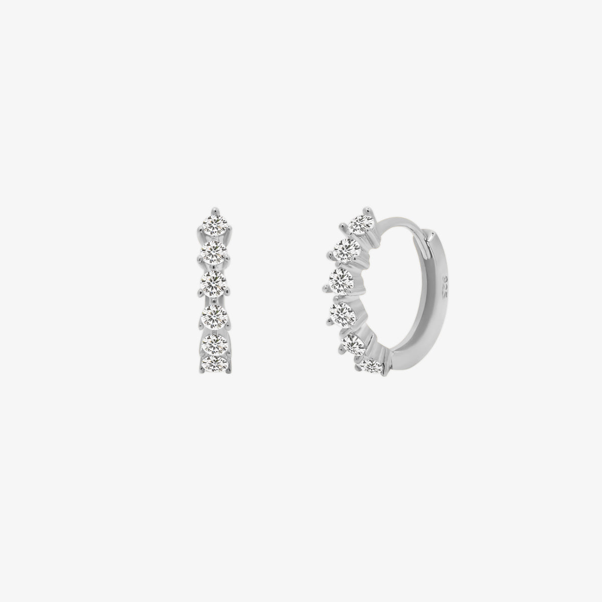 Cubic bunch huggie earrings-5