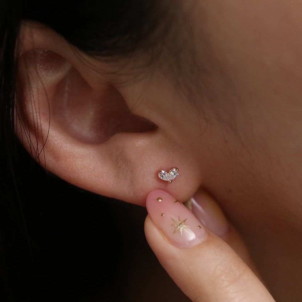 Tiny leaf stud earrings-4