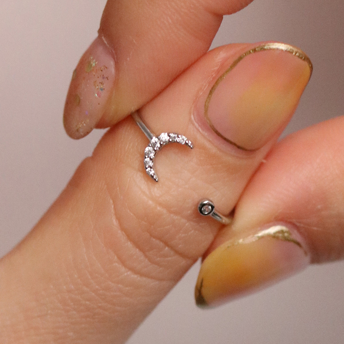 Cubic Crescent Moon Ring-3
